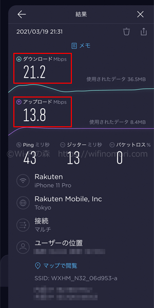 楽天モバイル×HOME 02の実際の速度