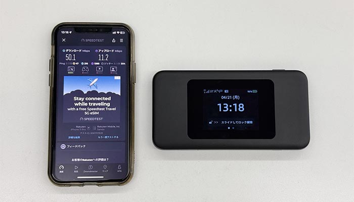 5G 01(通常モード)×楽天モバイルの速度測定結果
